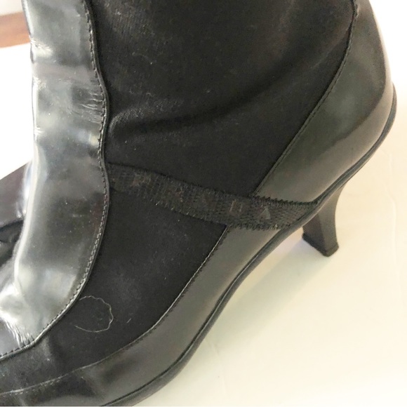 Prada Gabardine Black Tech Knee High Boots zipper Pointy Kitten Heel Size 38.5 - Picture 6 of 12